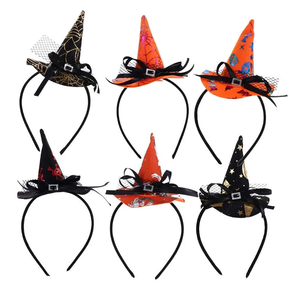 Funny Witch Hat Pumpkin Bow Cartoon Halloween Gift Hair Accessories Halloween Hair Hoop Children Headband Halloween Headwear