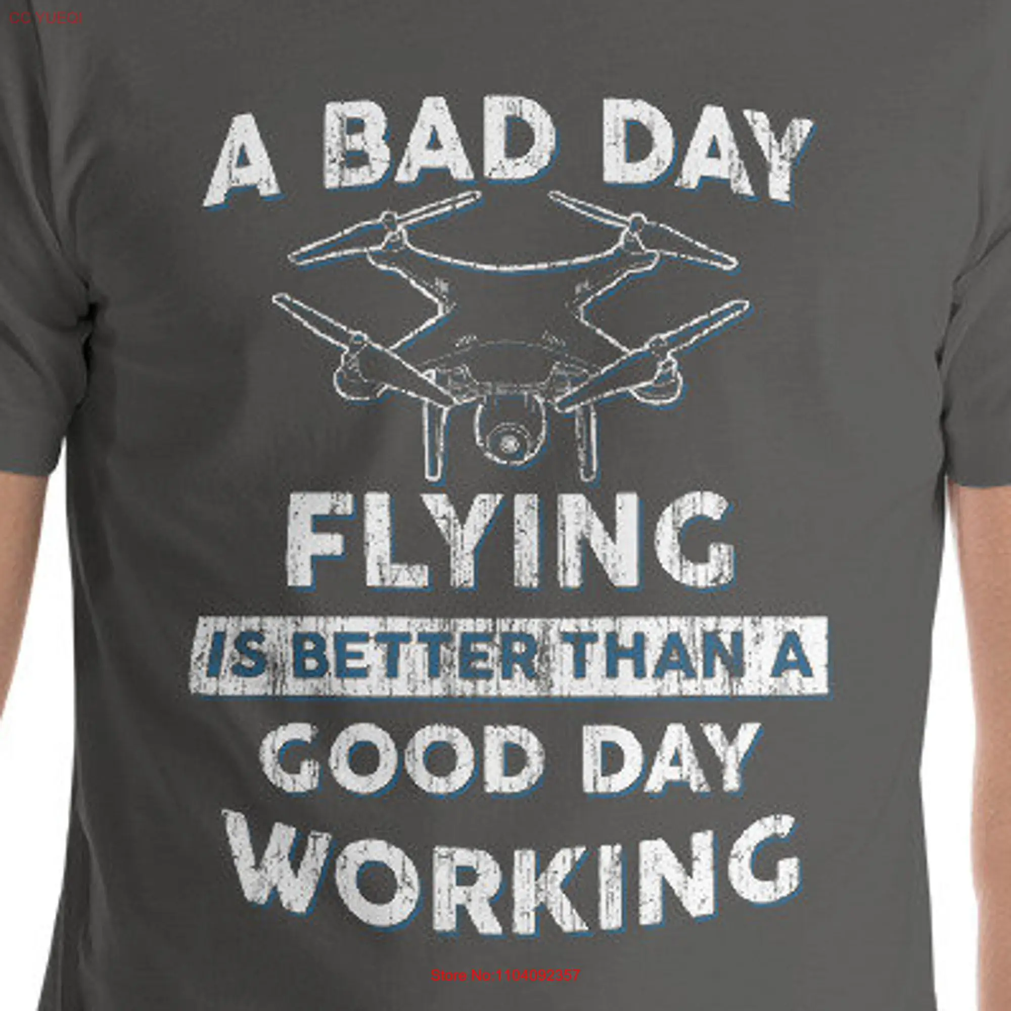 Mens Drone Lover T Shirt For Him Fathers Day Birthday Idea Funny Quote Quadcopter Dad long or short sleeves