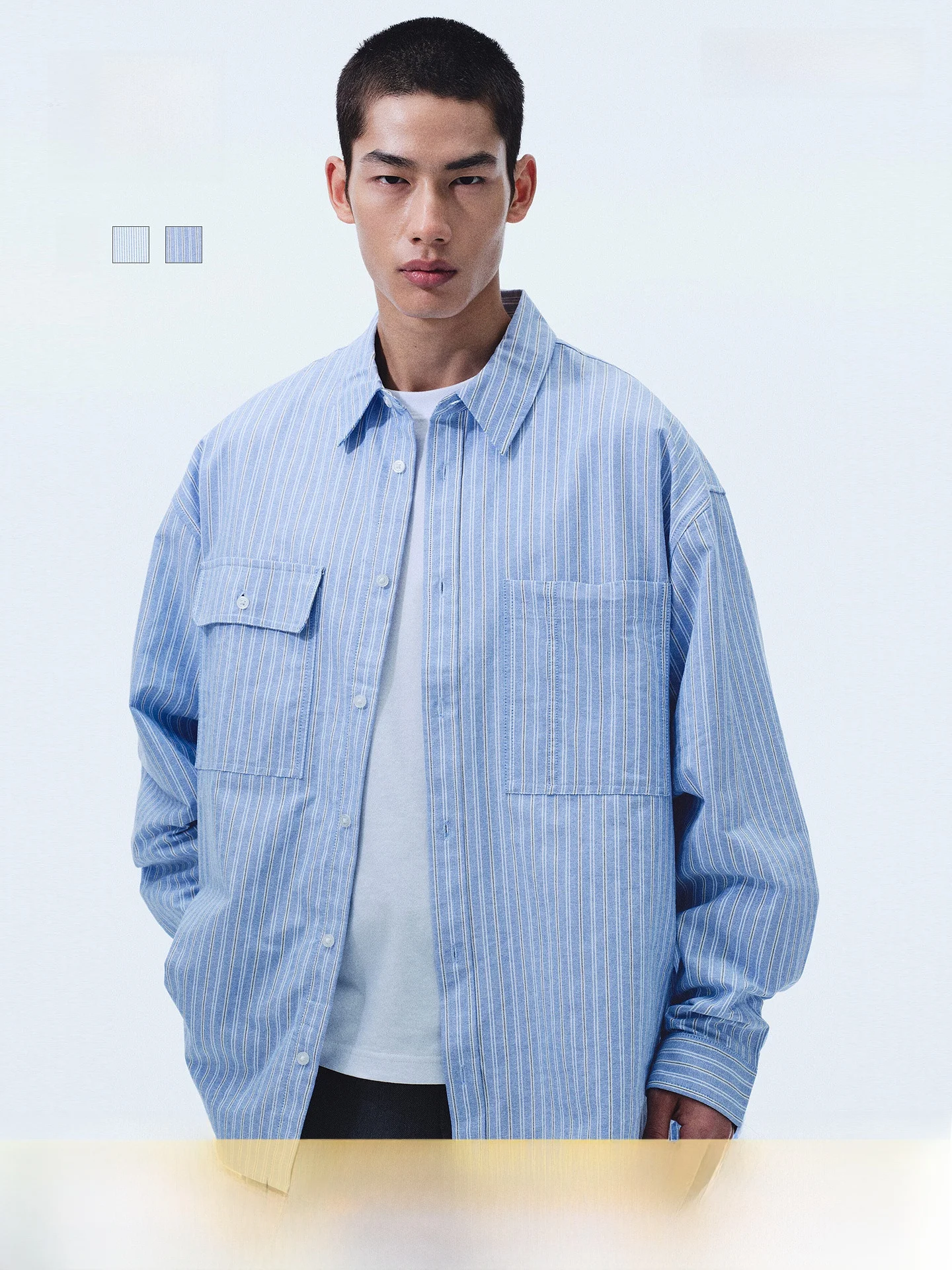 

Мужская рубашка свободного кроя из ткани Оксфорд H&M, повседневная рабочая одежда, с длинным рукавом, на пуговицах, из хлопка, для повседневной носки, 307965