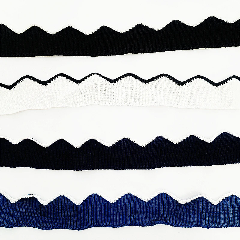 JIETAI Jacquard Rib Fabric Knitted Weird Trend DIY Stripe Triangular Wave Sewing Cloth Accessories Collar Cuffs Hem Thin Tissu