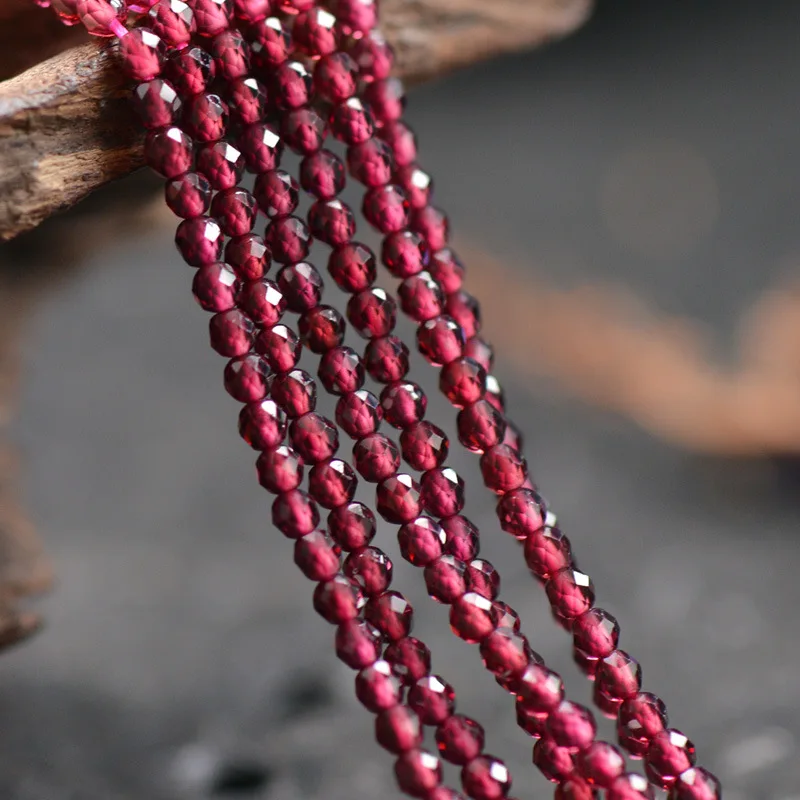 

Joanlyn Faceted Round Grade AA Natural Garnet Beads 3mm Fiery Cherry Red NOT Dyed 15 Inch Strand GA38