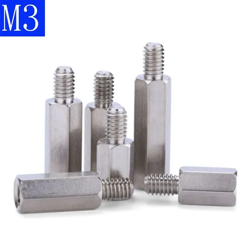 M3 + 6mm  Male-Female 304 Stainless Steel Hex Column Standoff Support Spacer Screws Nut Pillar Stud
