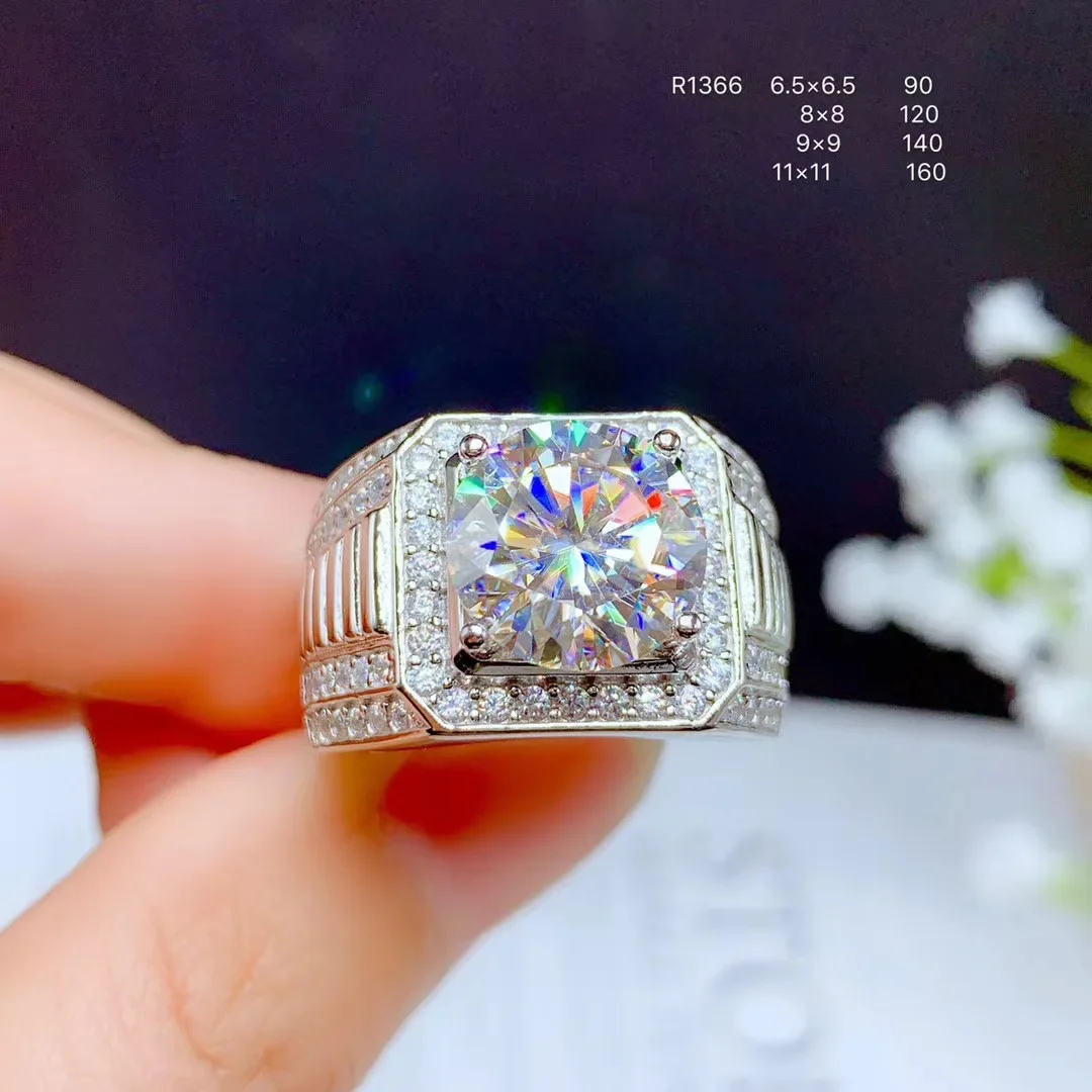 D Color Moissanite Ring for Man 5ct  VVS1 Grade Moissanite Man Ring 925 Silver Moissanite Jewelry Luxury  Ring