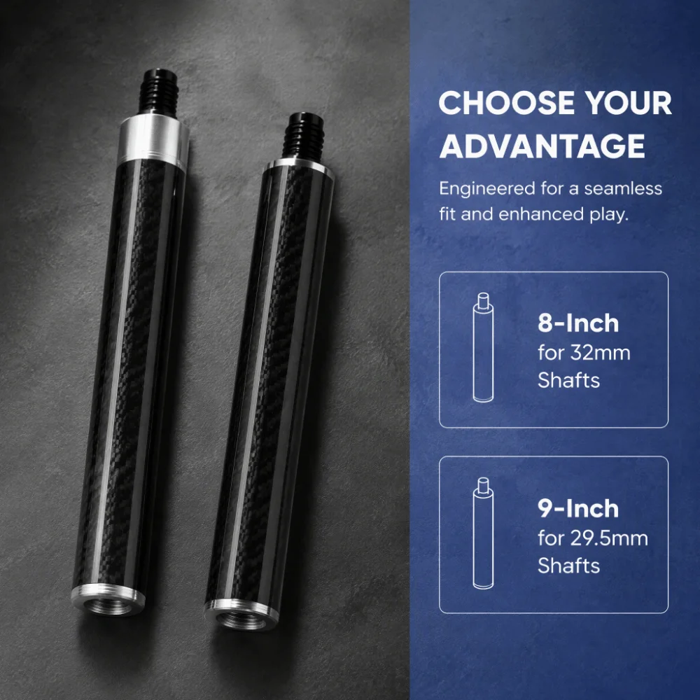 8 Inch Length Pool Cue Extension 9 Inch Length Carbon Fiber Material Billiard Cue Extension Threaded Connection Structure