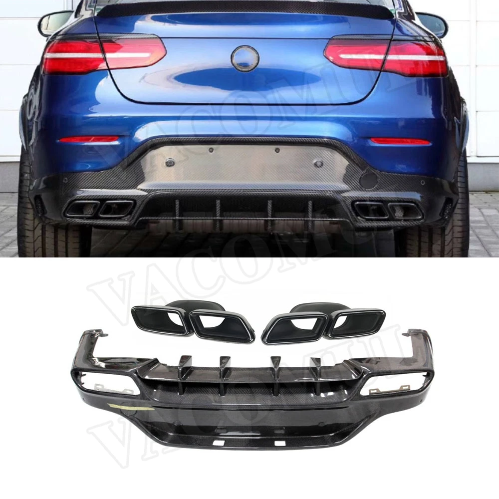

VACOMUL Carbon Fiber Rear Bumper Lip Diffuser Exhaust Tips for Mercedes Benz GLC C253 Coupe Sport GLC300 GLC250 GLC63 2017-2019
