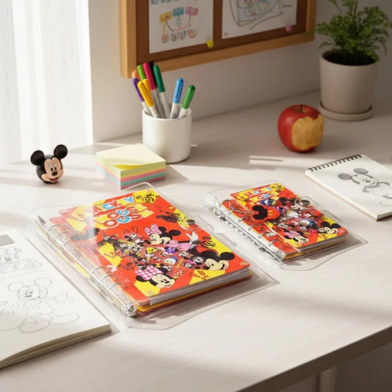 Acrylic Rustle Shake Book A5 A7 Mickey and Minnie Cartoon Sketch Diary Handbook Student Stationery Friends Sticker Kawaii Gift view 6