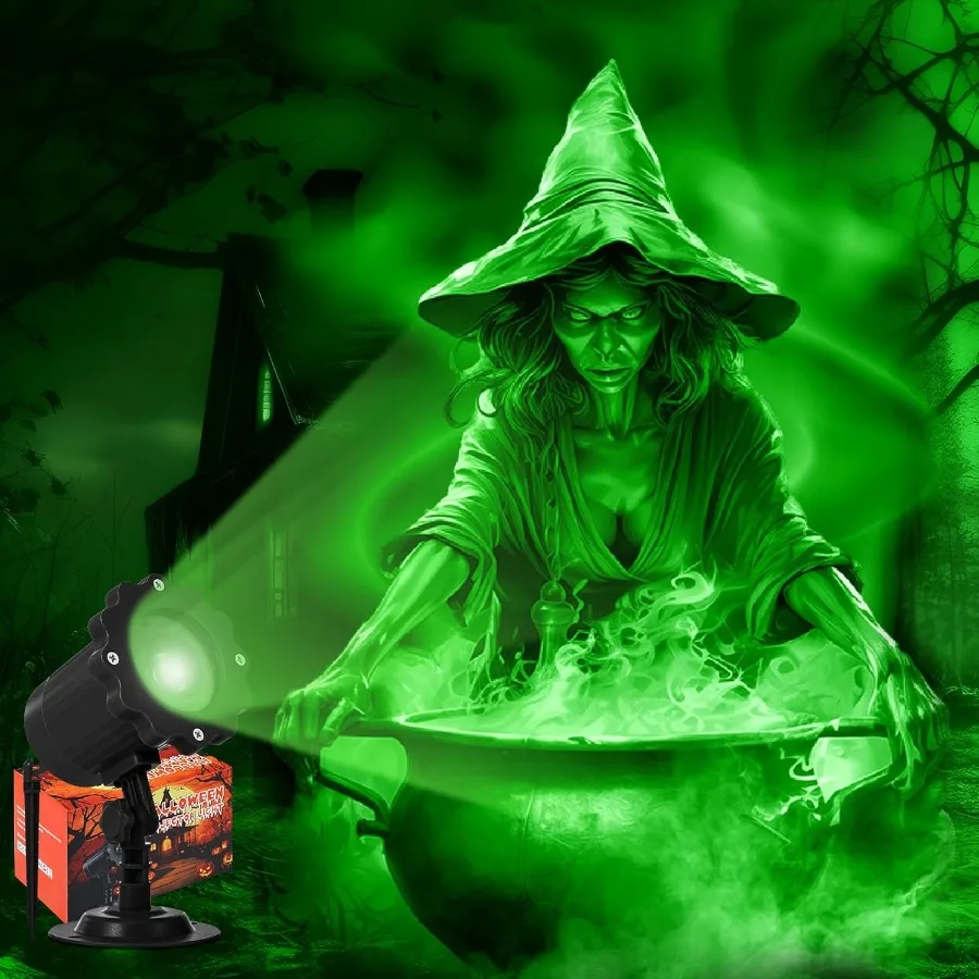 أضواء جهاز عرض الهالوين للساحرات الديناميكية الخارجية وأضواء المرجل لتزيين مستلزمات حديقة العطلات LED للمناظر الطبيعية #1