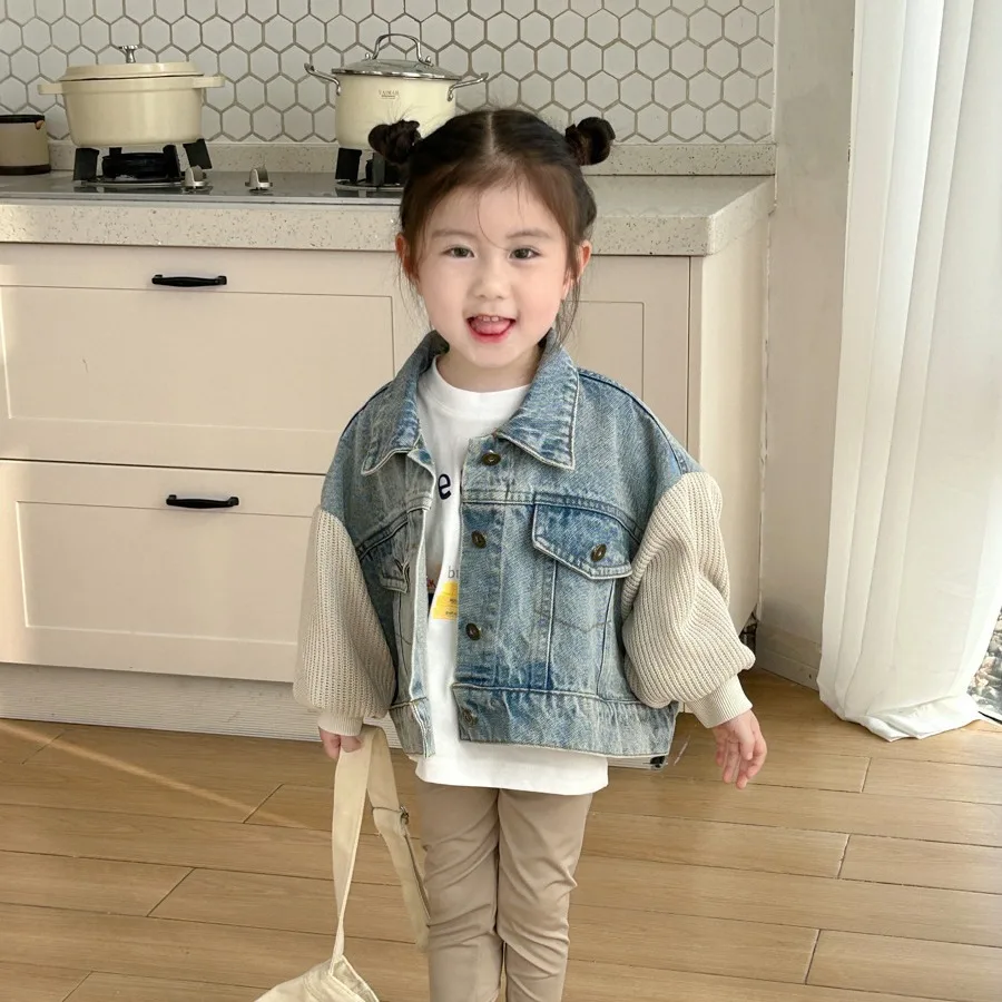 

Korean Denim Casual Fashion 2024 Children's Spring Jacket Girl Explosive Street Top