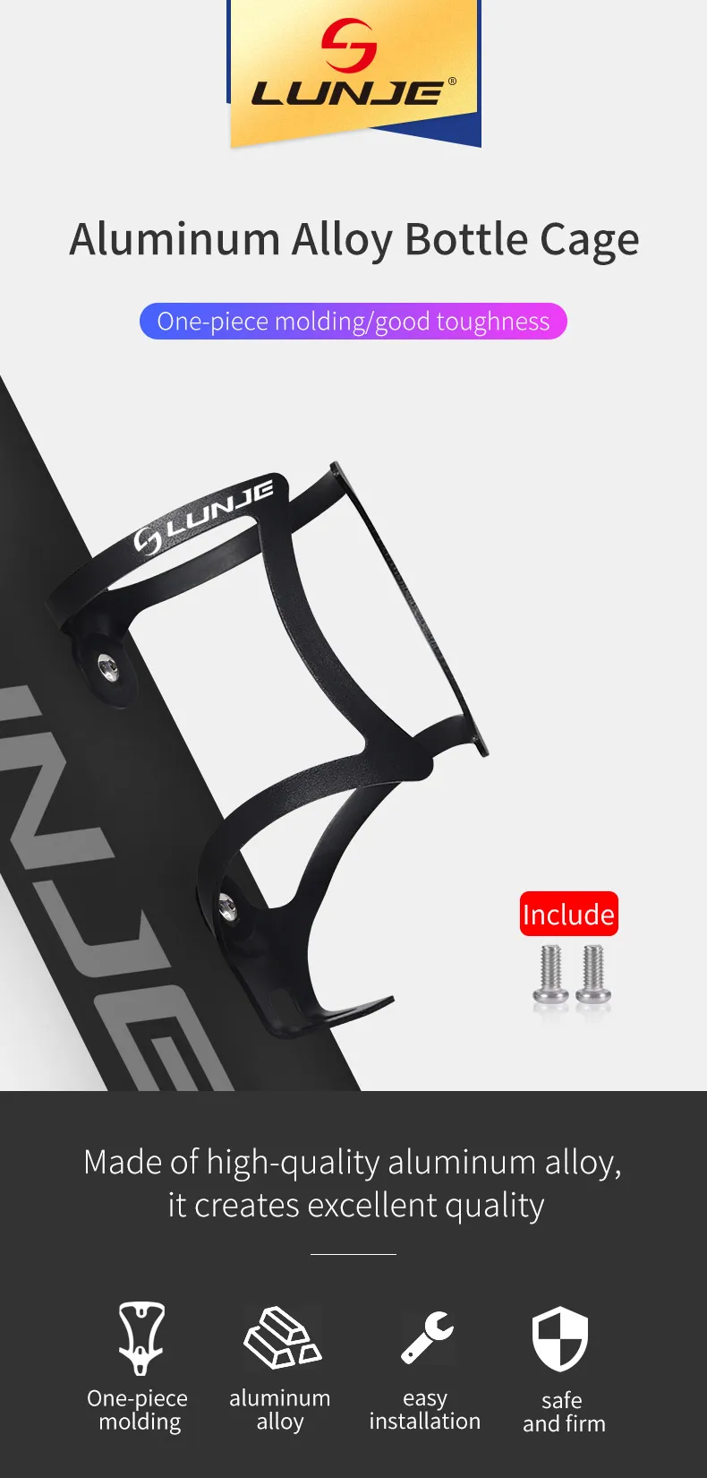LUNJE Fahrrad Flaschenhalter Bunte Aluminiumlegierung MTB Rennrad Wasserflaschenhalter Flaschenhalter Fahrradzubehör – Detail 1