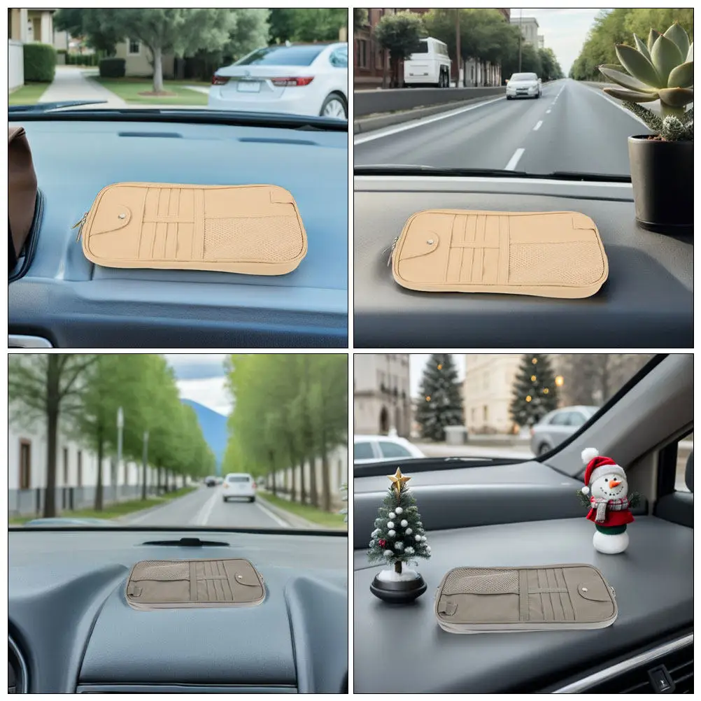 2Pcs Car Visor Organizer PU Multi Functional Sunglass Holder Card Slot Pen Holder Cd Pouch Document Wallet Car Storage