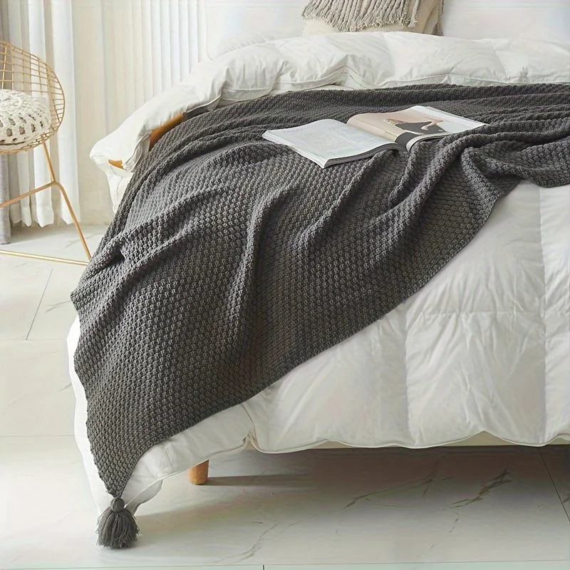 ผ้าห่มถักสไตล์โบโฮ ตกแต่งพู่ห้ - Boho Throw Blanket Fringe บทวิจารณ์และราคา