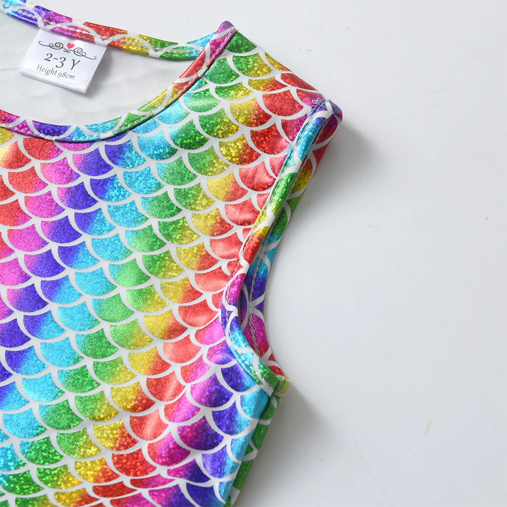 Ärmelloses Sommerkleid für Mädchen, Regenbogenfarben, bunt, Farbverlauf, Tüll, Netzstoff, Prinzessin, Geburtstagsfeier, Prinzessin, lässig, Festival-Kleider – Detail 5