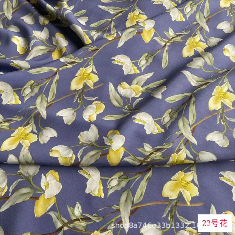 30 momme stretch heavy crepe silk fabric digital printing dress shirt