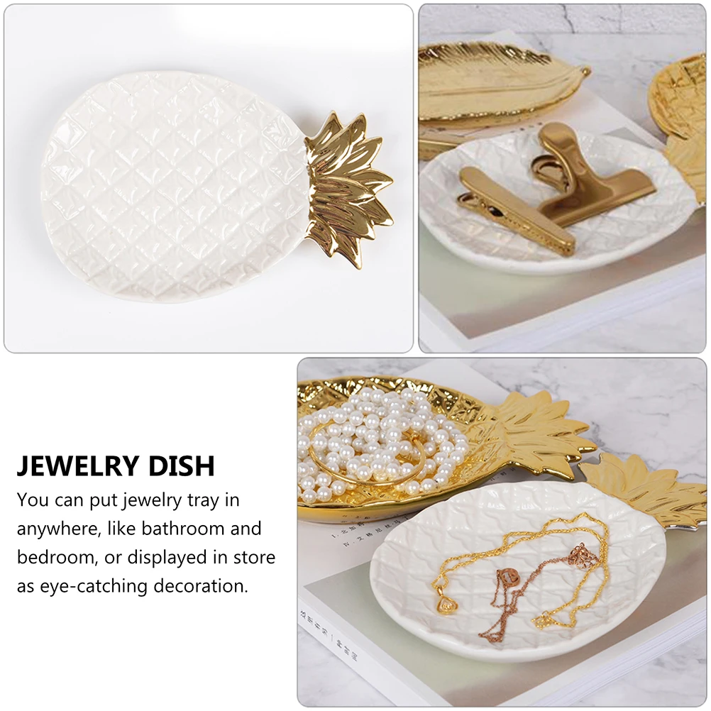 

1pc Ceramic Pineapple Jewelry Tray Storage Dish Decorative Display Organizer Earrings Necklaces Bracelets Rings Home Bathroom