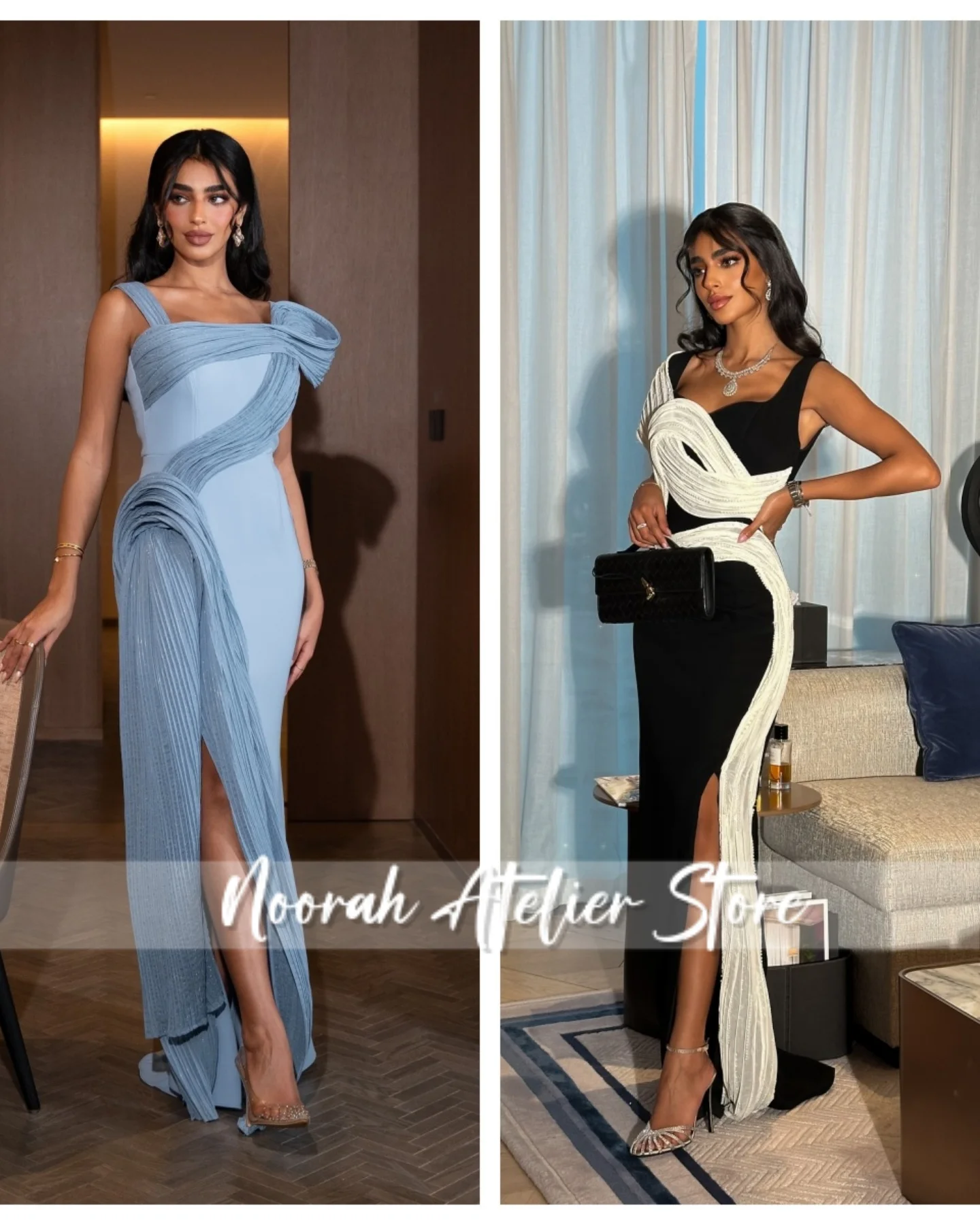 فساتين سهرة عصرية مزينة بالرسن الأزرق في دبي 2025 فستان زفاف للحفلات الراقصة فساتين سهرة للمناسبات الخاصة حسب الطلب