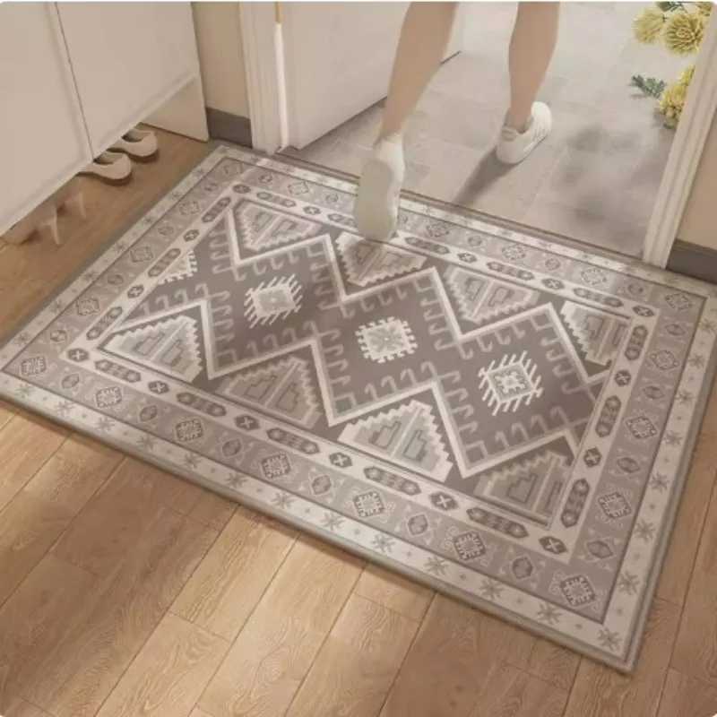 VIKAMA Entrance Hallway Rug Geometric Anti Slip Wear Resistant Water Absorbent Quick Drying Entrance Hallway Mat Home Decor
