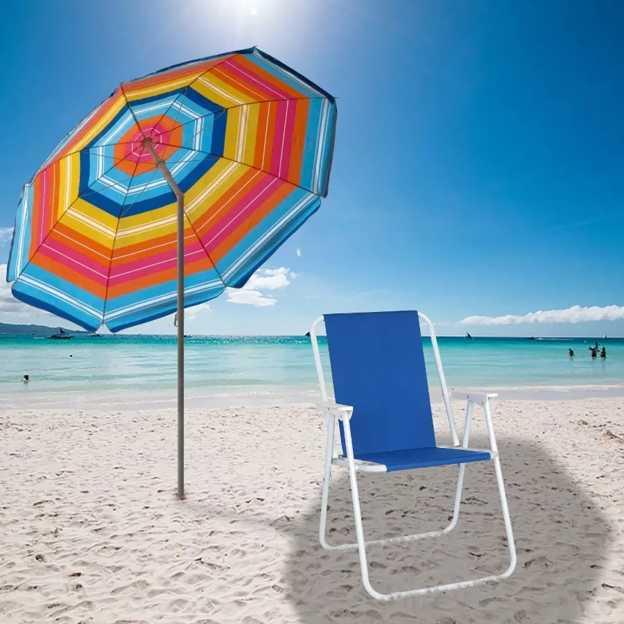 

Oxford Cloth Iron Outdoor Beach Chair Blue