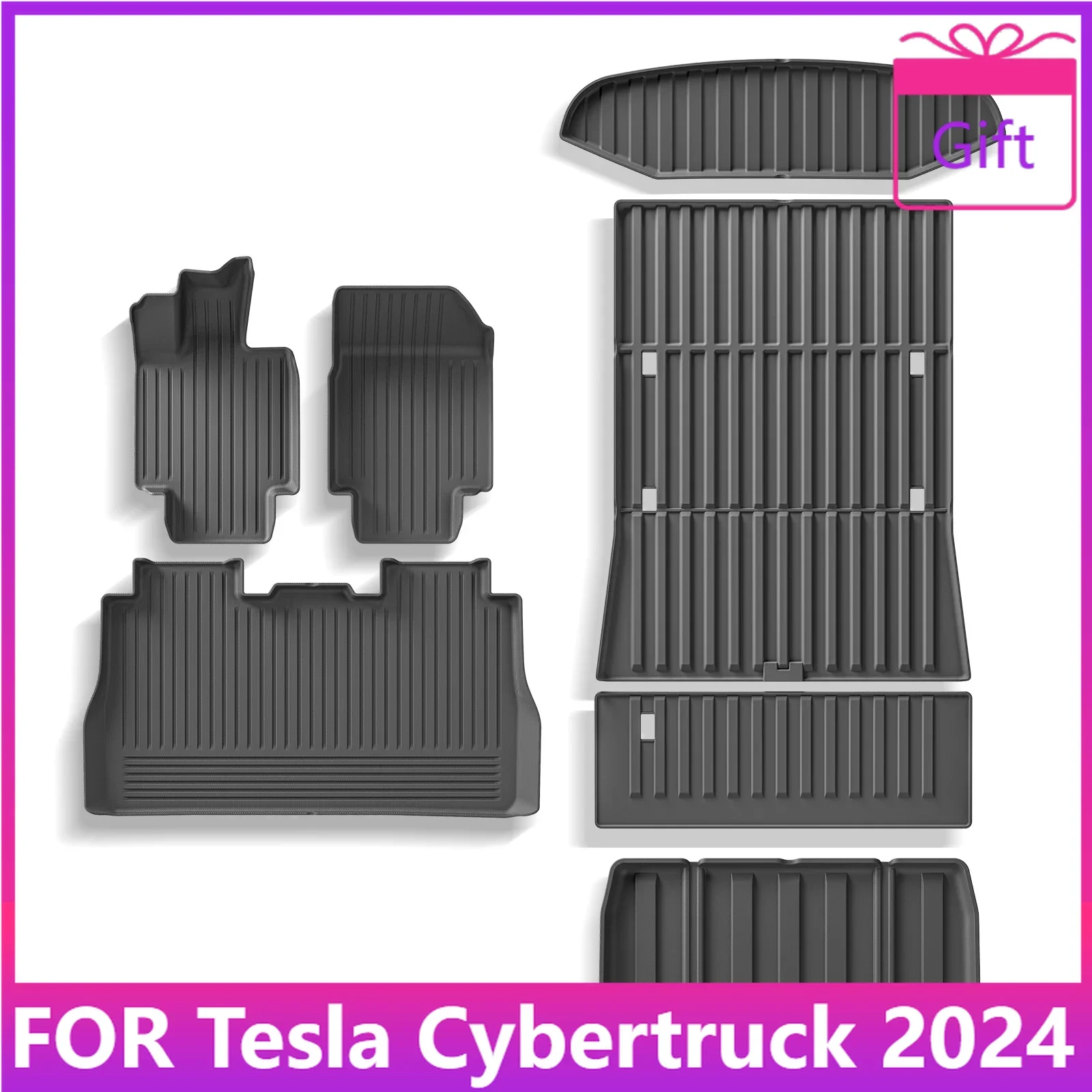 Für Tesla Cybertruck 2024 TPE-Fußmatten Verschleißfeste Fußpolster Kofferraum-Schutzpolster Auto-Zubehör – Detail 1