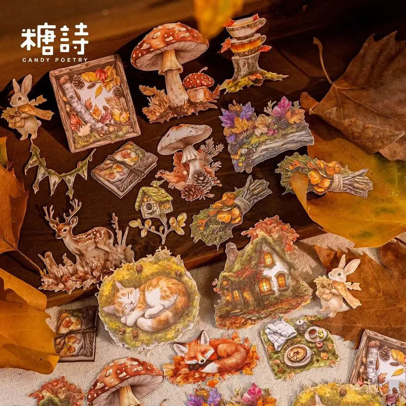 

30pcs Autumn Theme Pet Diorama Stickers For Journal Scrapbooking Planner Decoration 8 Pack Fall Landscape Decals Stickers