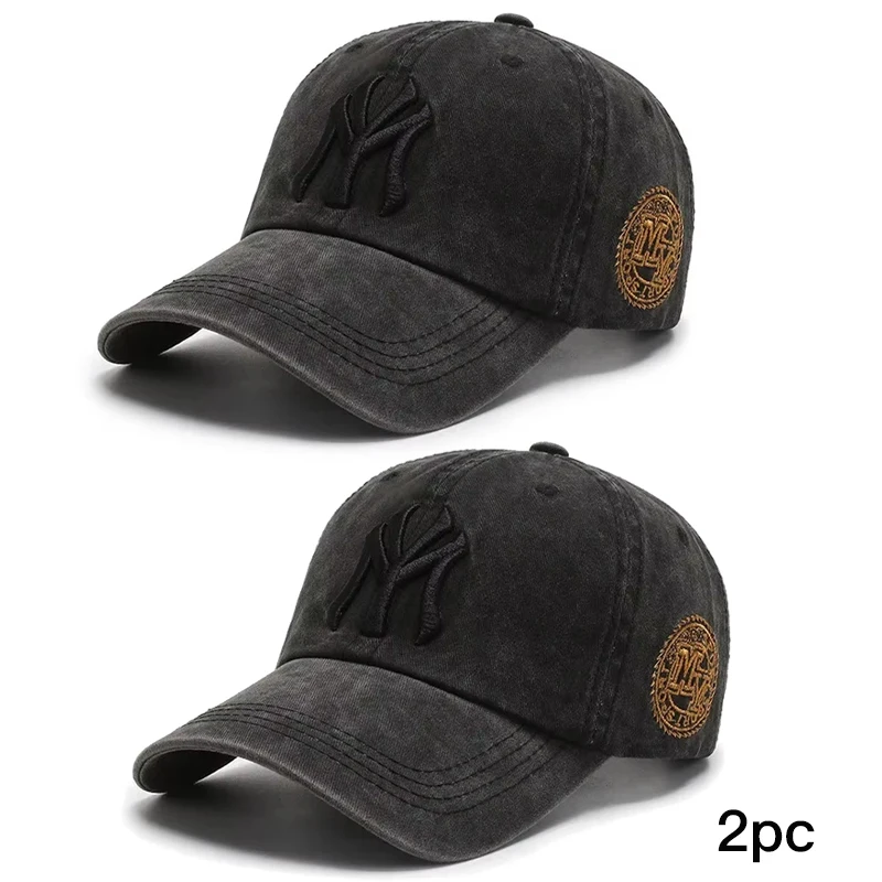 Hat Women's Korean Version Cap Soft Top Washed Distressed Baseball Cap Fashion Casual Men's Embroidery Sunshade Sunscreen Hat