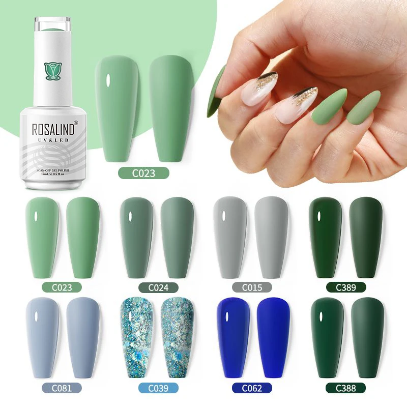 

ROSALIND 15ml Nail Polish Gel Hybrid Varnish Semi Permanent UV Nail Art Line Nail Polish Pen Soak Off Top Base Coat Gel