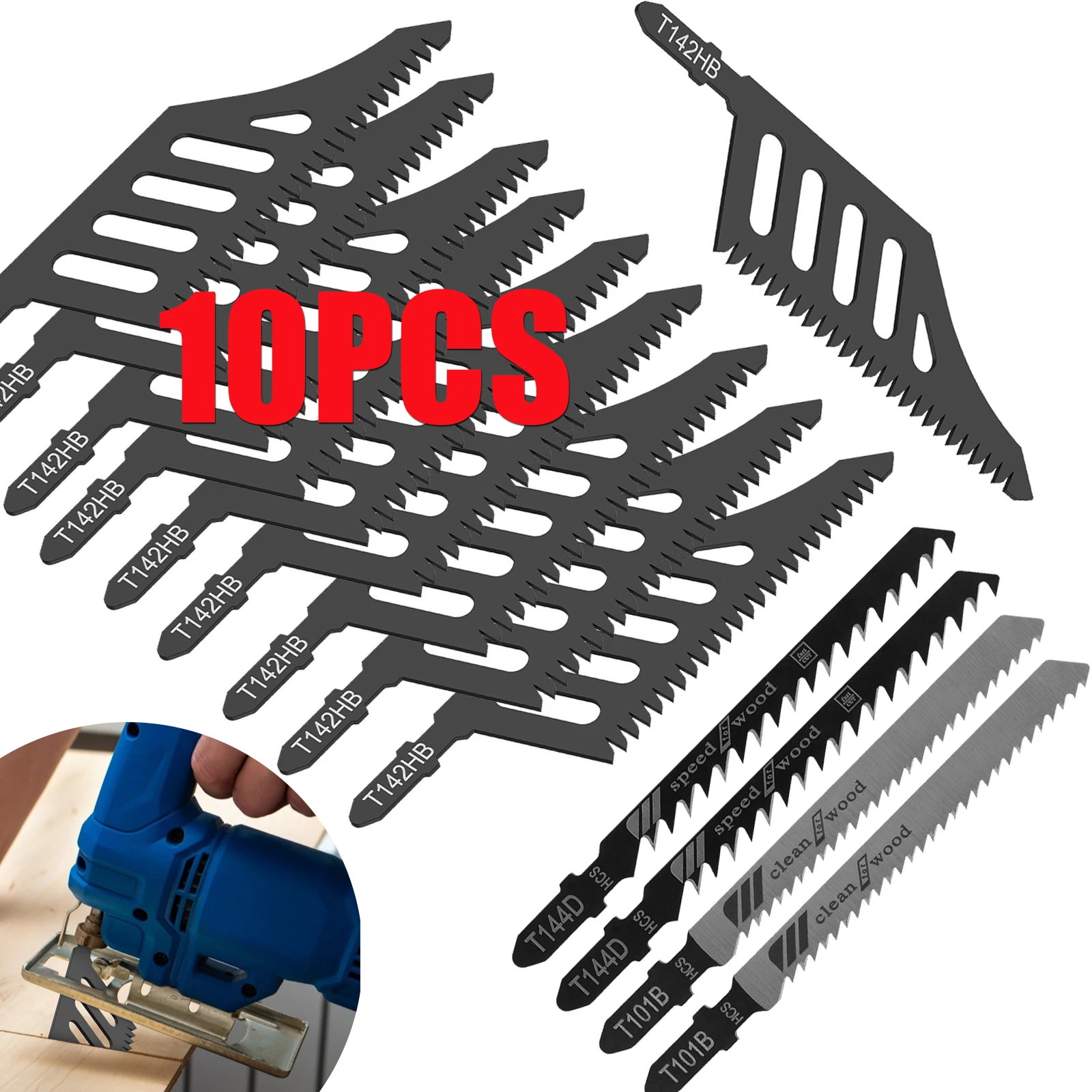 10Pcs 112mm Jigsaw Blade T Shank Extra Long Scroll Saw Blades Carbon Steel Coarse Tooth Cutter for Wood Cutting Tight Spaces