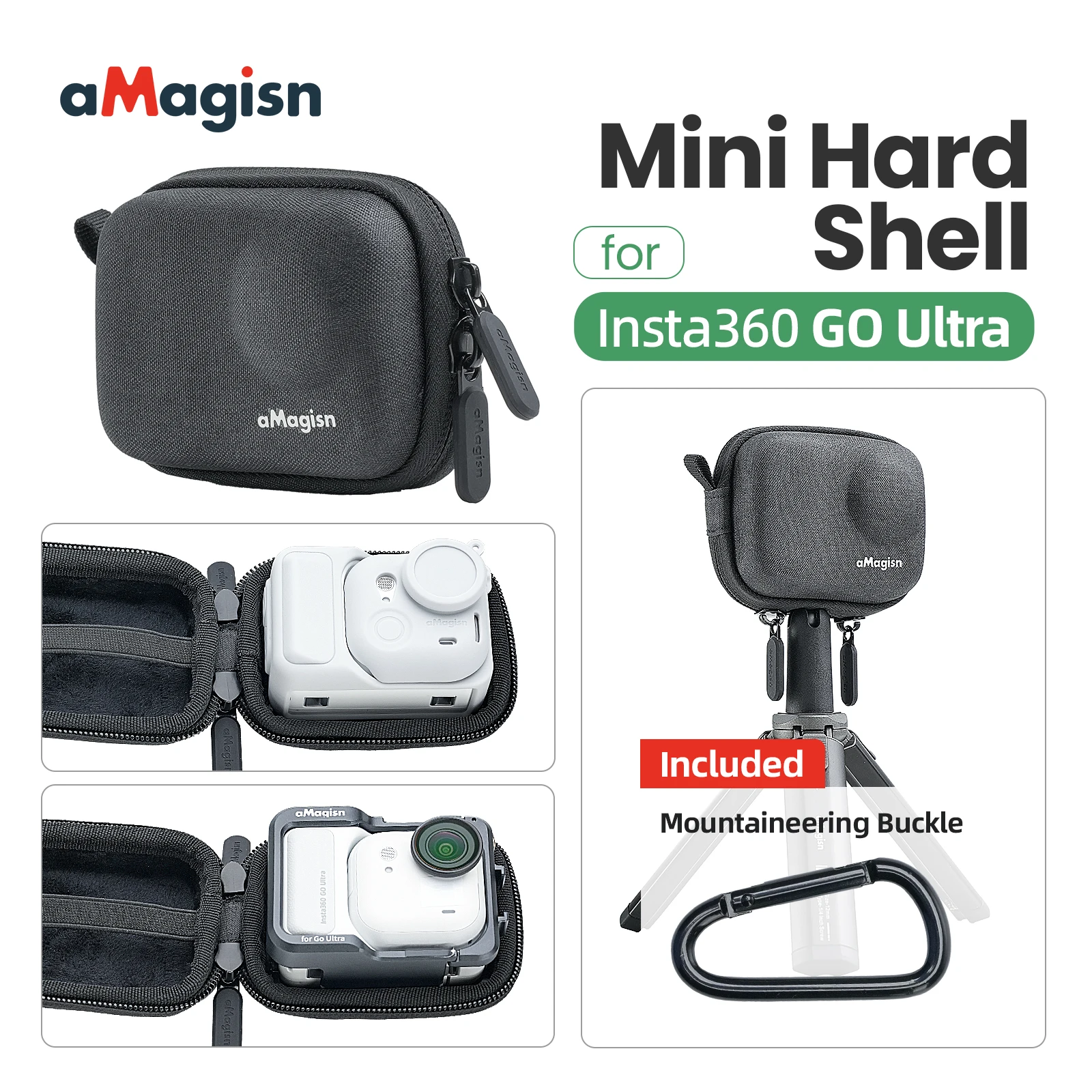 

aMagisn Camera Case for Insta360 GO Ultra Protective Mini Storage Bag Carrying Case Splash-proof Anti Drop EVA Hard Box Camera