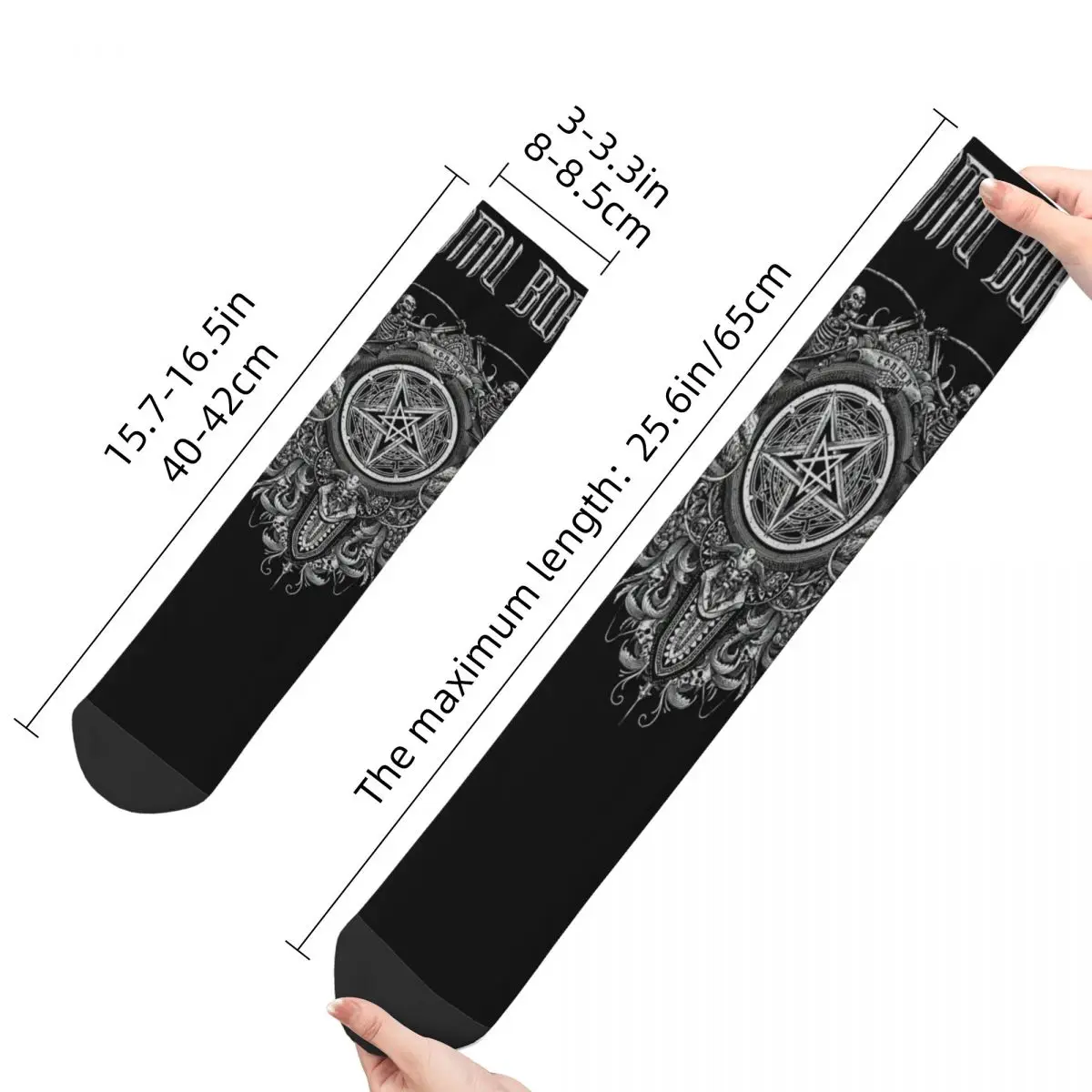 Calcetines con estampado de Borgir Eonian Song Dimmu Merch para hombre y mujer, medias con banda de Metal negra, absorbentes de sudor, todas las