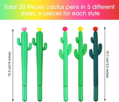 Imagen 2 del producto 30 Uds. Bolígrafos de Gel de Cactus para regalo de graduación, regalos bonitos, suministros de escritura Kawaii para estudiantes
