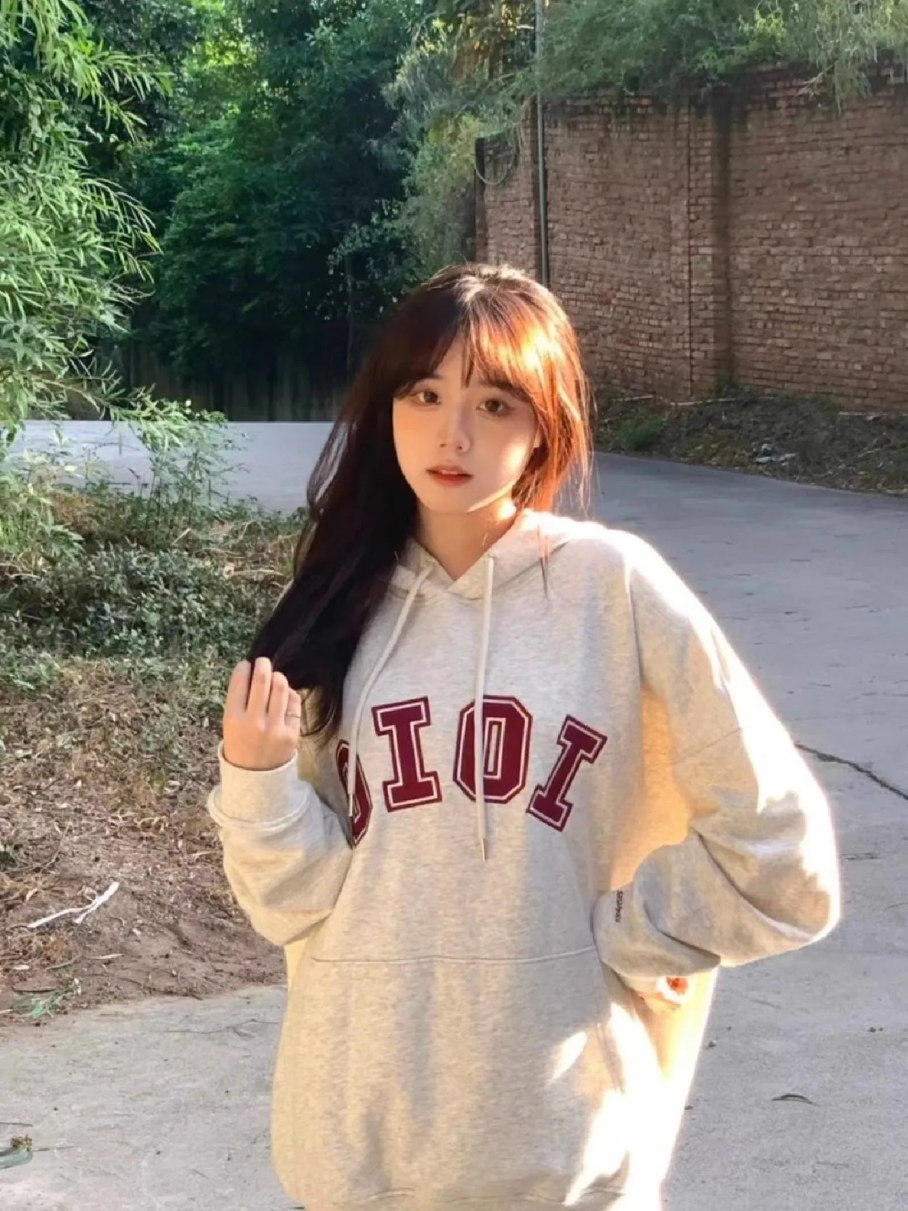 

Oioi Women's Hooded Fce Sweatirt Rose Park Color Autumn Winter Couple Jaet Korean Sle Long Sve Cotton Casual Wear