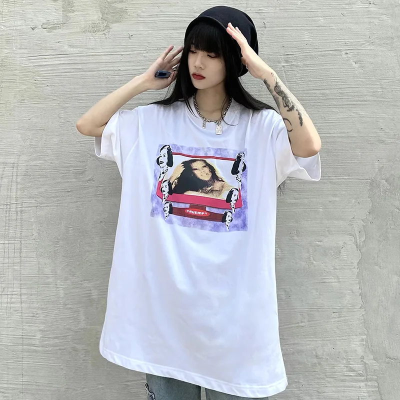 Chaopai New CAVEMPT T Shirt Retro Television Women's Faces Printing Loose Casual Versatile Men Woman C.E Top Tees