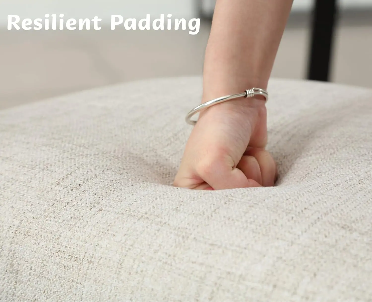 Upholstered Dining Chairs with Arms Open Back Linen Kitchen Dining Room Set 4 Beige, Customized