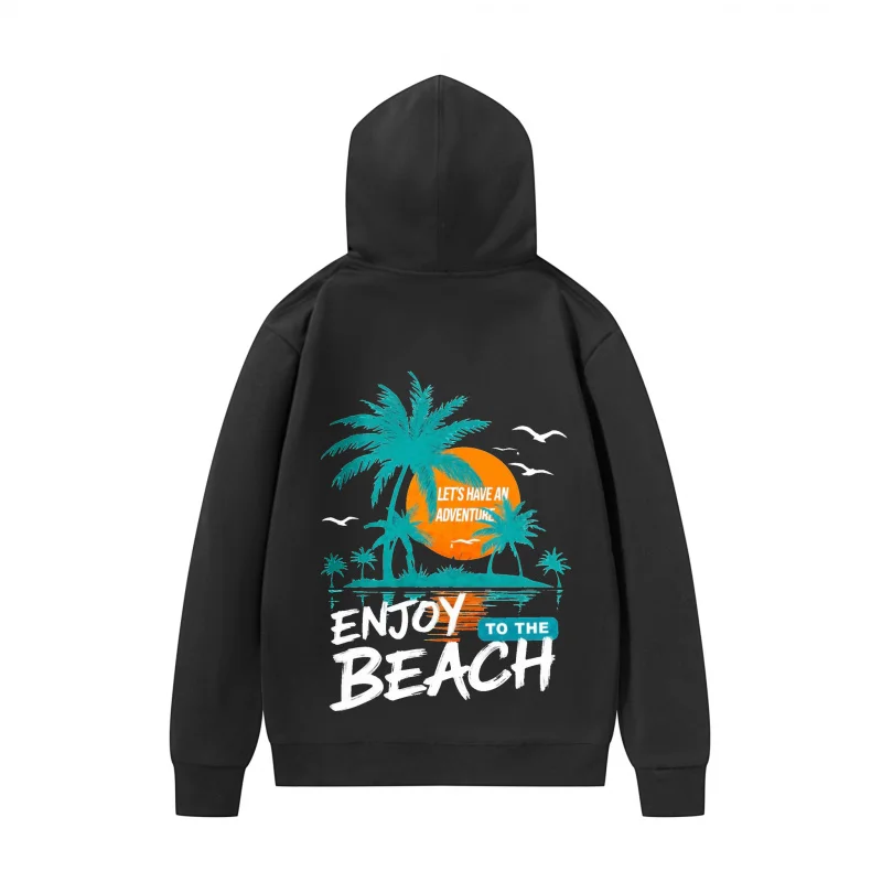 هوديي للرجال شجرة النخيل غروب الشمس ميامي بيتش طباعة ممتعة شجرة النخيل قماش قابل للتنفس