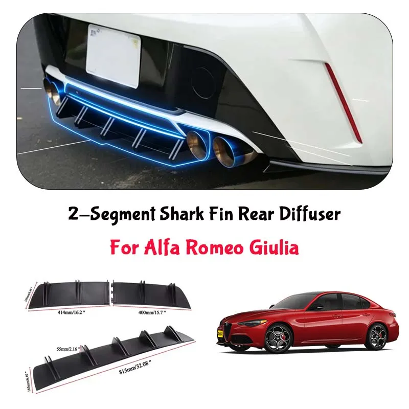 For Alfa Romeo Giulia Shark Fin Rear Diffuser Split Chassis Spoiler Auto Aerodynamic Parts Aerodynamic Modification