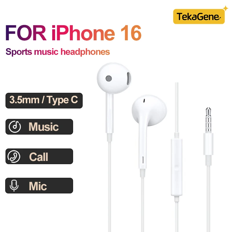 3.5MM Wired In-Ear Music Headphones HiFi Bass For iPhone 14 13 12 11 X 8 Pro Max SAMSUNG S24 S23 S22 L-Type Sports Earphones