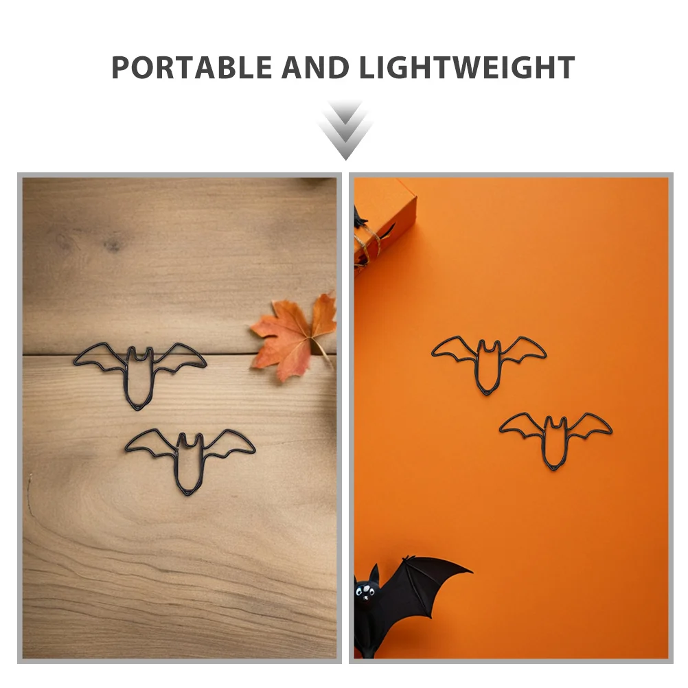 80Pcs Halloween Bat Paper Clips Simulated Document Sorting Bookmarks Office Stationery Holiday Favor