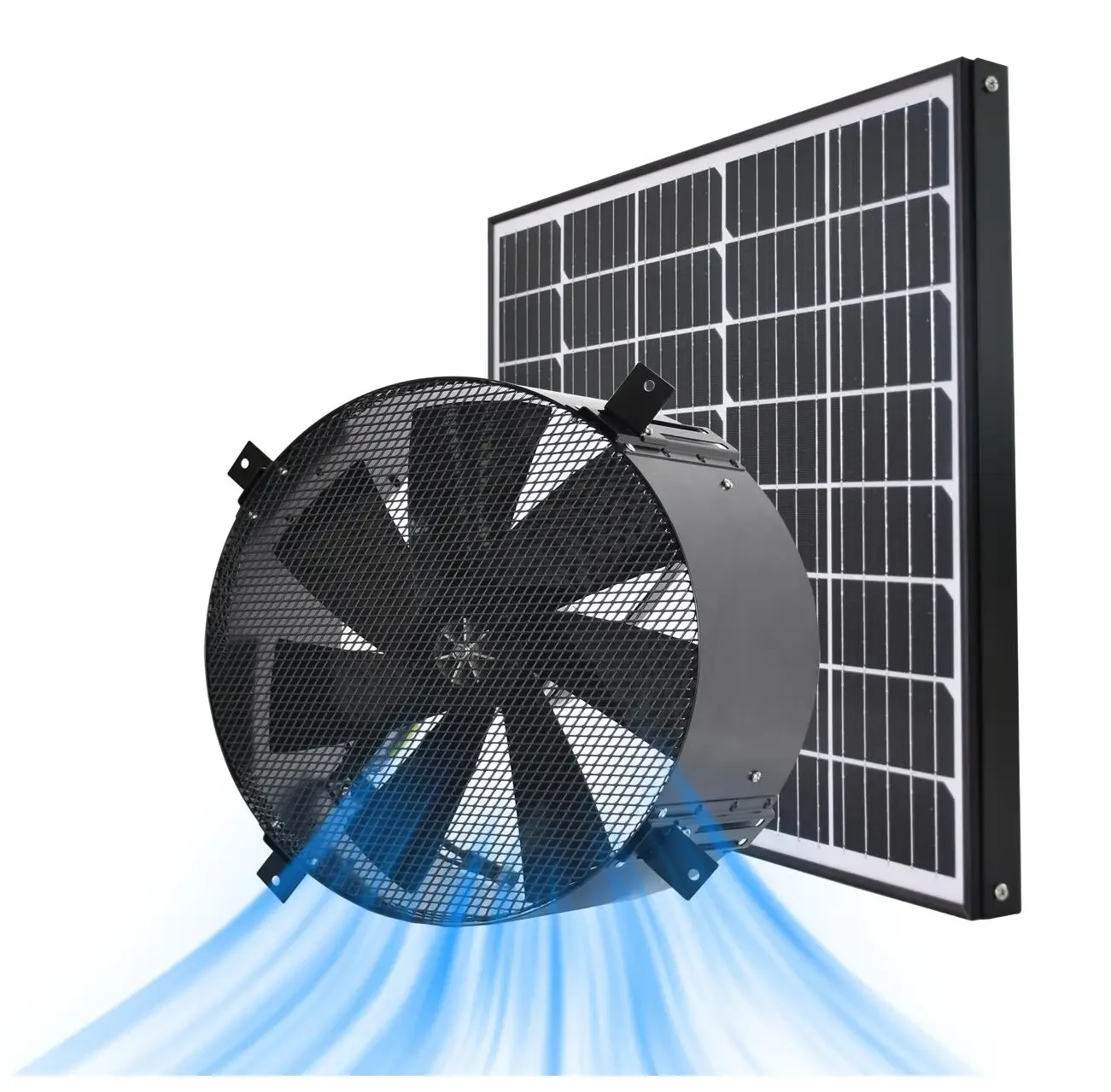 40W 24v dc solar fan with battery powered wall extract fan 14 inch round air axial high speed waterproof solar cooler fan