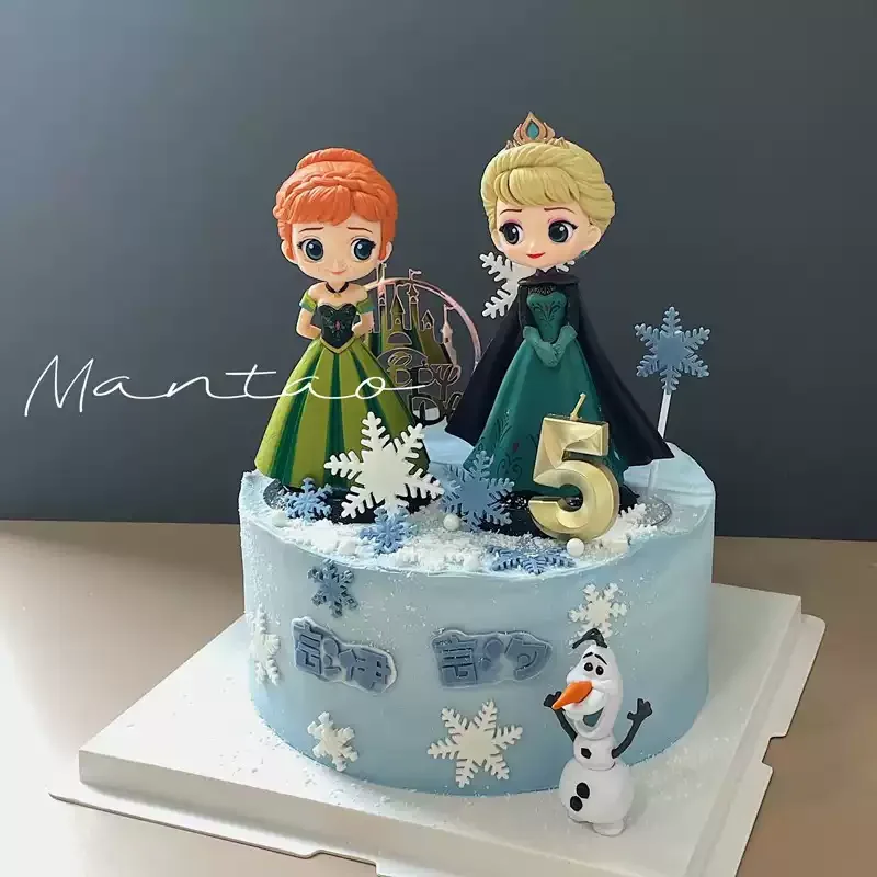 

Набор милых фигурок Disney Frozen в Q-версии: Эльза и Анна, коллекционные модели, игрушки, украшение для рабочего стола, декор для дома, подарок