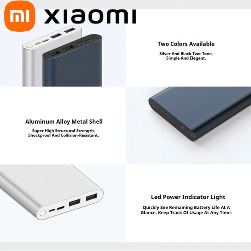 Xiaomi 10000mAh Portable Super Fast Charging Power Bank 22.5W Type C QC3.0 PD Two Way Power Bank For Iphone Headphones Wristband