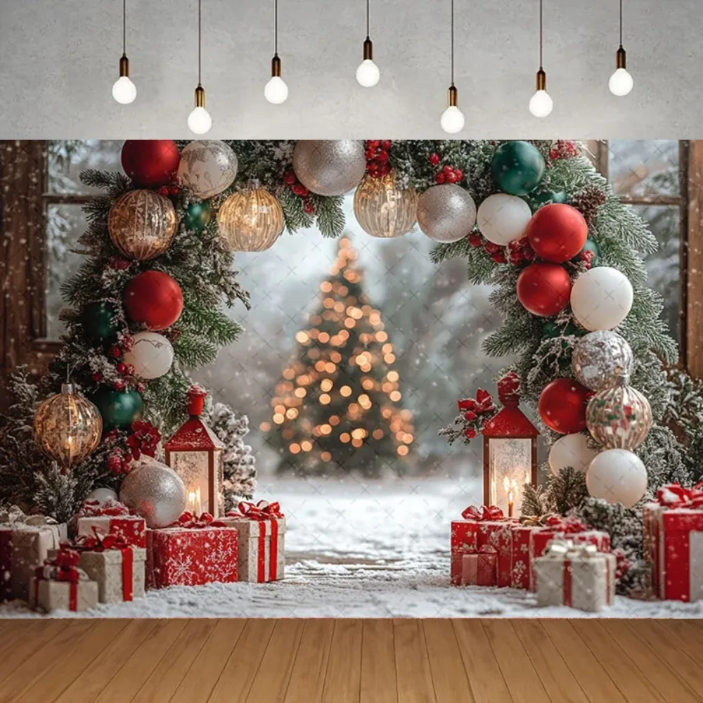 

Christmas Forest Sparkling Balloon Shooting Background, Christmas Tree Children's Family Portrait Decoration Shooting Background