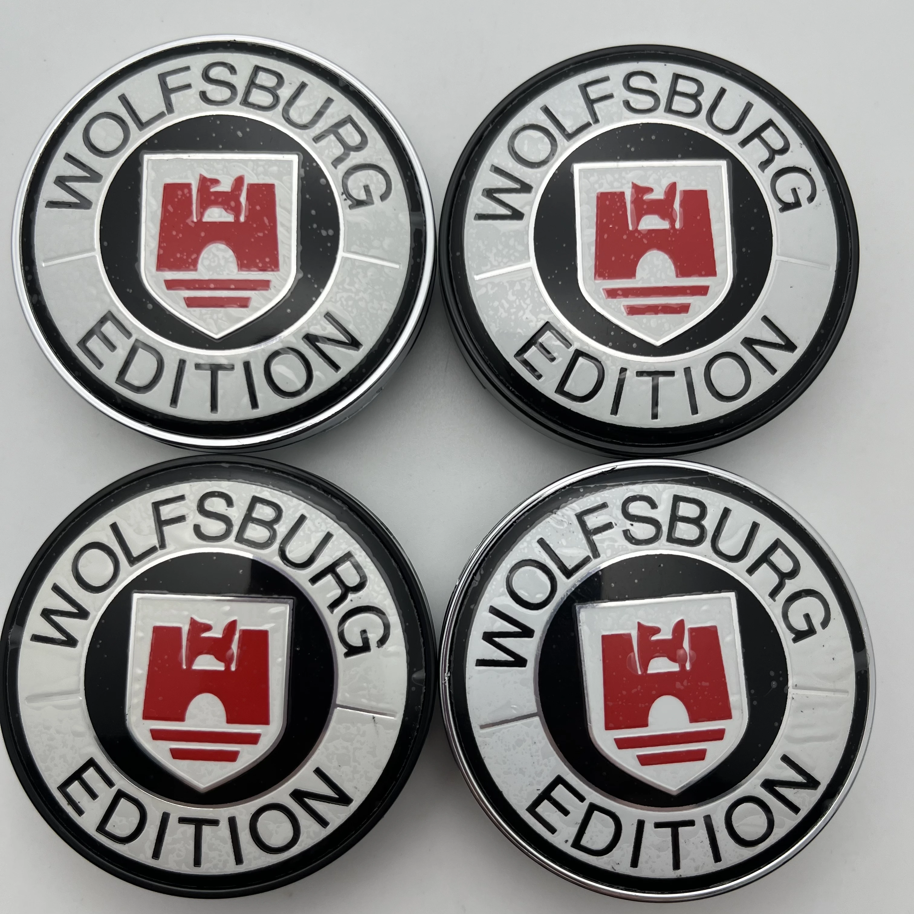 4Pcs 56mm 60mm 68mm Wolfsburg Edition Emblem Logo Car Wheel Center Caps Rim Hub Cover Badge Styling ForGTI Logo Golf Accessories