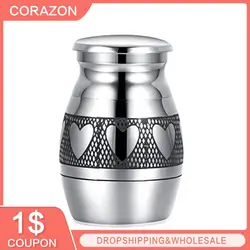 Silver Mini Urns For Human Ashes Cremation Keepsake Container Jar Metal Memorial Pet Ashes Holder Pet Commemorate Jar Supplies