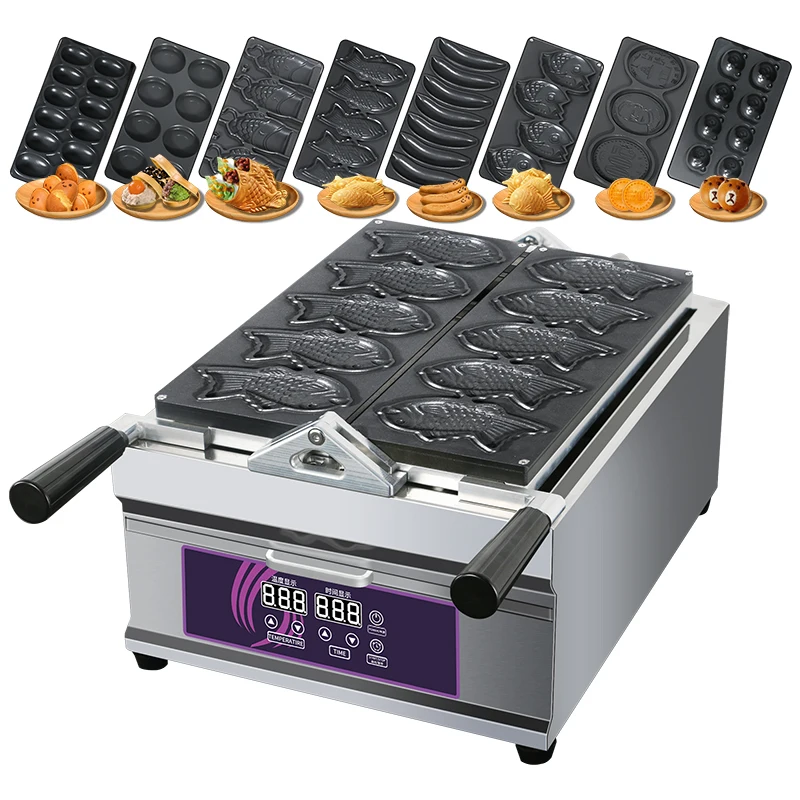 2024 Digital 8 in 1 Egg/Fish/Banana/Bear TemplateCoin Shape Mouth Fish Shape Waffle Machine