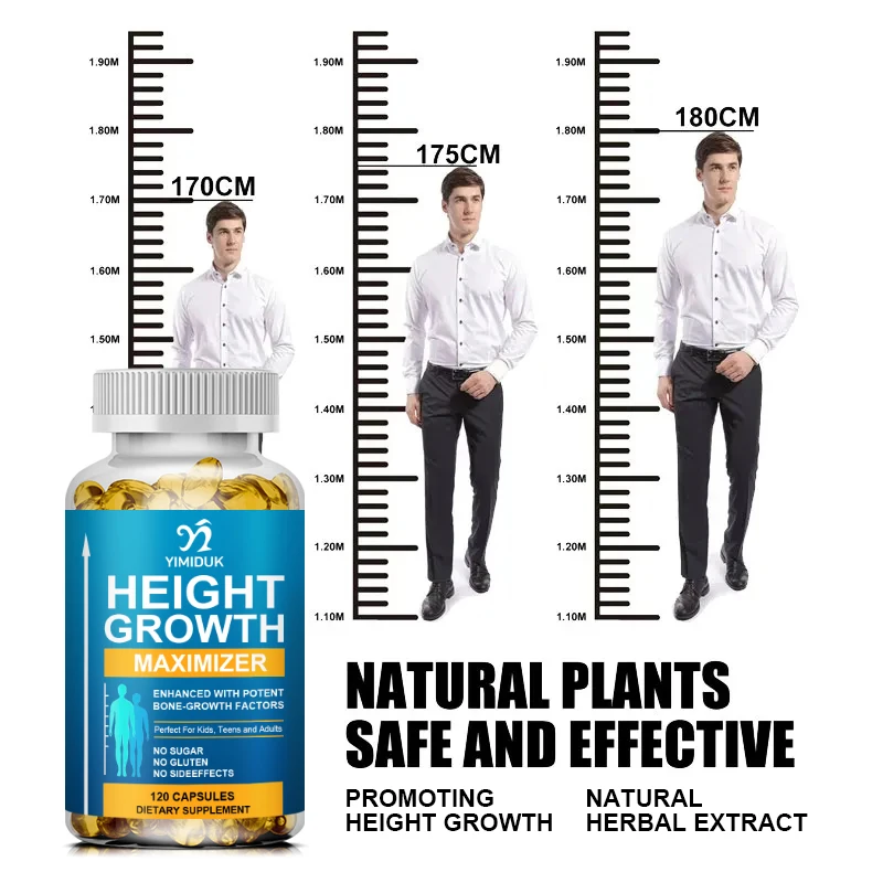 Height Growth Capsules Maximizer Promote Bone Growth and Health Calcium Vitamins Get Taller Supplement