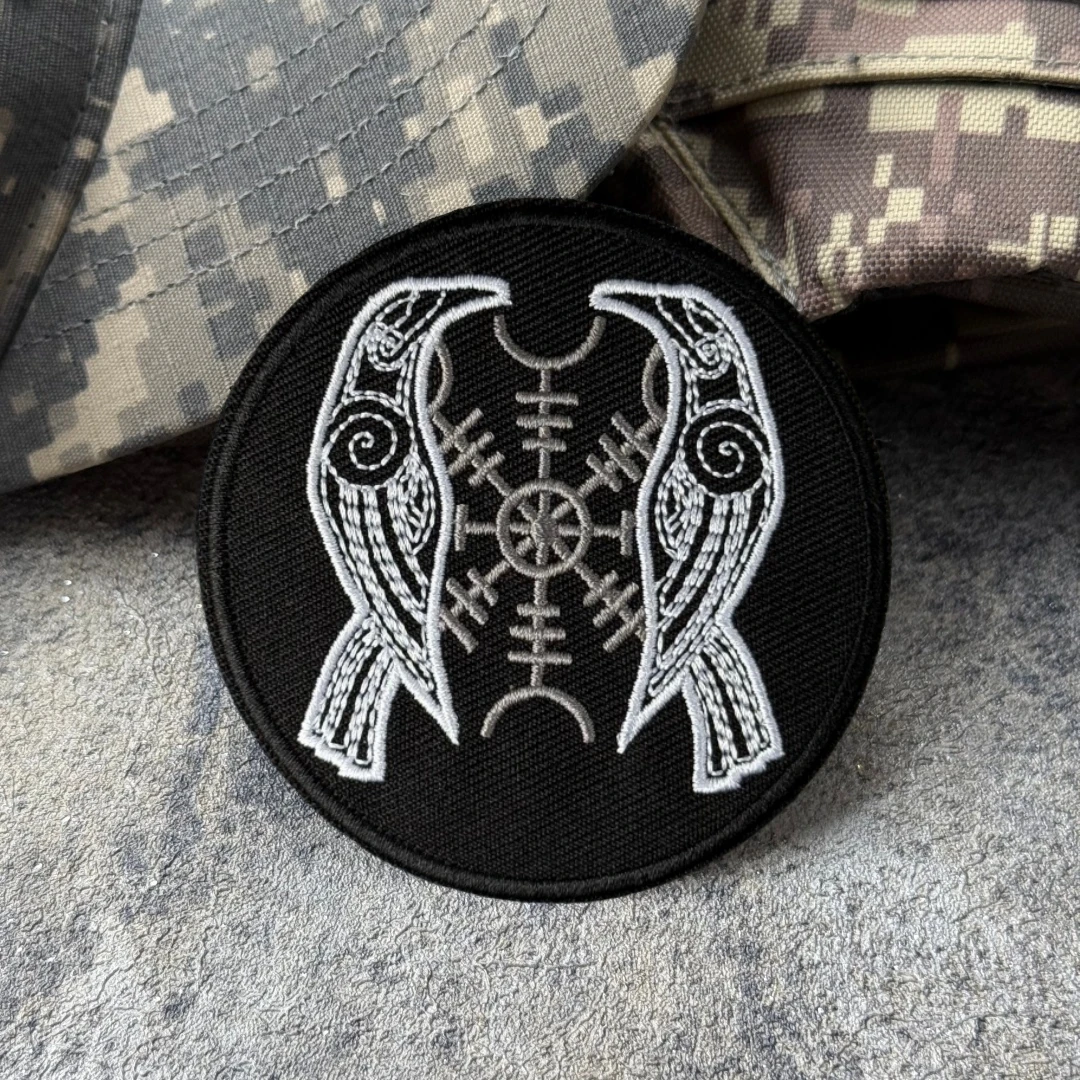 Parche táctico bordado Viking Two Crows de velcro para ropa - imagen 4
