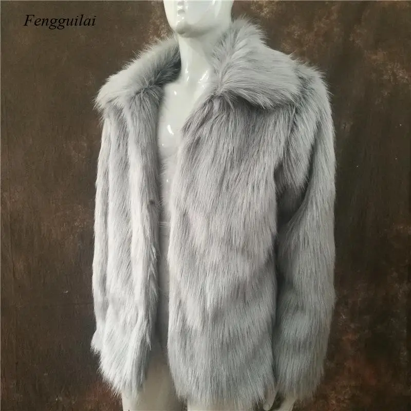 Homme Jacket Faux Leather Men White Black Fashion Coat Fur Fox Fur Lapel Men\'s Casual Slim Coat Jaqueta Motoqueiro