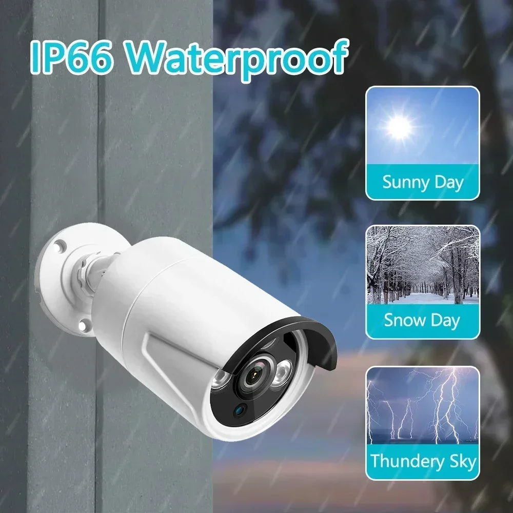 كاميرا IP أمنية 4K 8MP لـ 10CH NVR PoE كاميرا IP صوتية 4K UHD للرؤية الليلية كشف الشخص مع ميكروفون كاميرا CCTV IP المنزلية #4