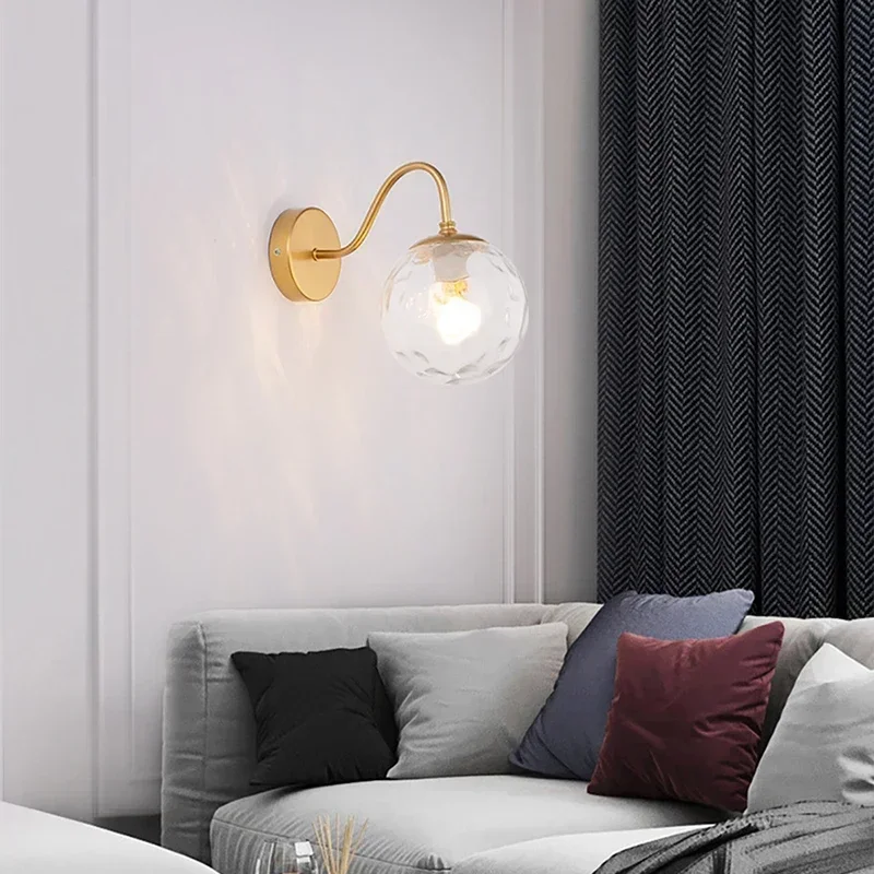 Imagem -06 - Modern Led Wall Lamp Glass Lampshade Ball Light para Sala de Estar Quarto Cabeceira Corredor Corredor Casa Hecor Gold Wall Sconce