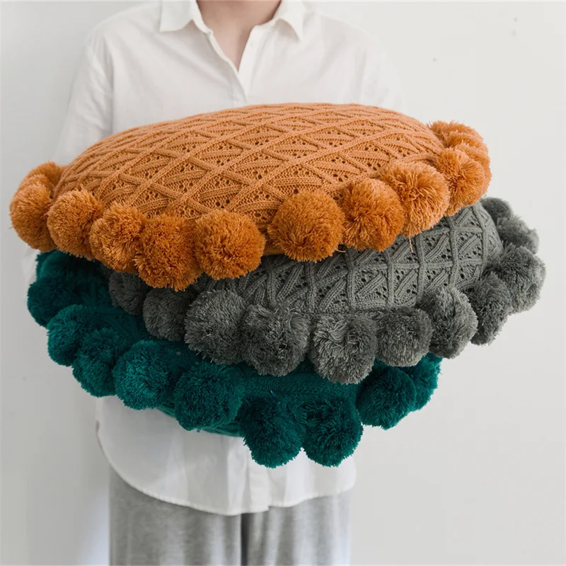 Double-Cable Warm Knitted Sofa Cushion European Style Decorative Throw Pillow