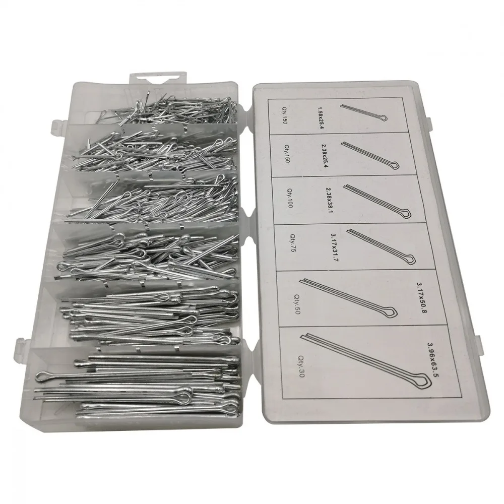 

555 шт./кор. крепежные детали R-типа, разделенный штифт, безопасный штифт, открытые эластичные штифты, шпилька для шпильки (коробка с отверстиями для подвешивания)